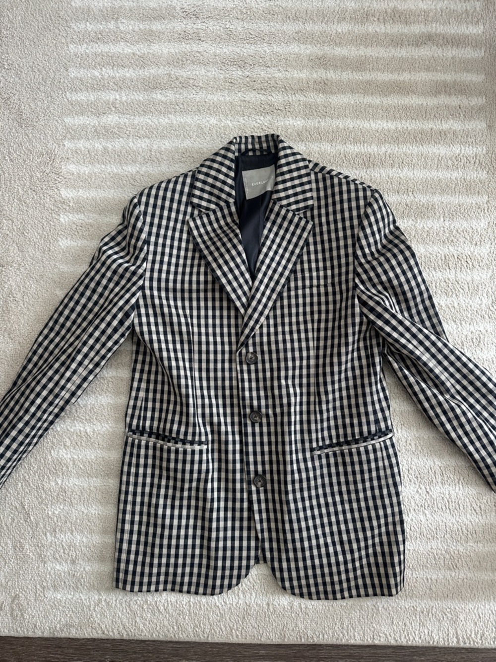 Everlane Black and Ivory Gingham Blazer